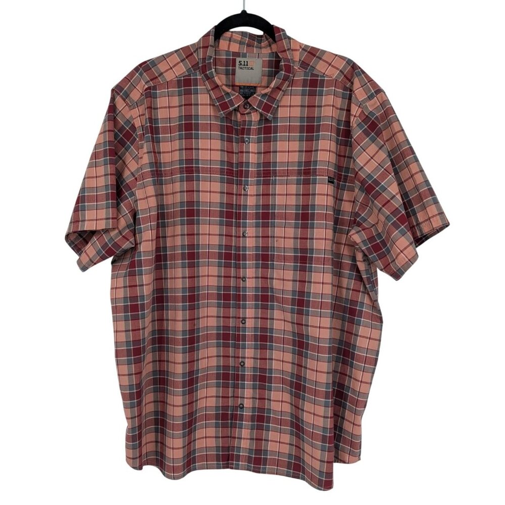 5.11 Tactical Plaid Snap On Short Sleeve Outdoor Work Gorpcore Utility Size 2XL